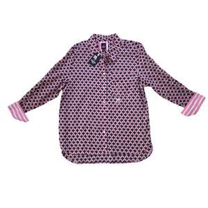 Nautica XL Graphic Modern Geometric Button Down Shirt Colorful Floral Pocket